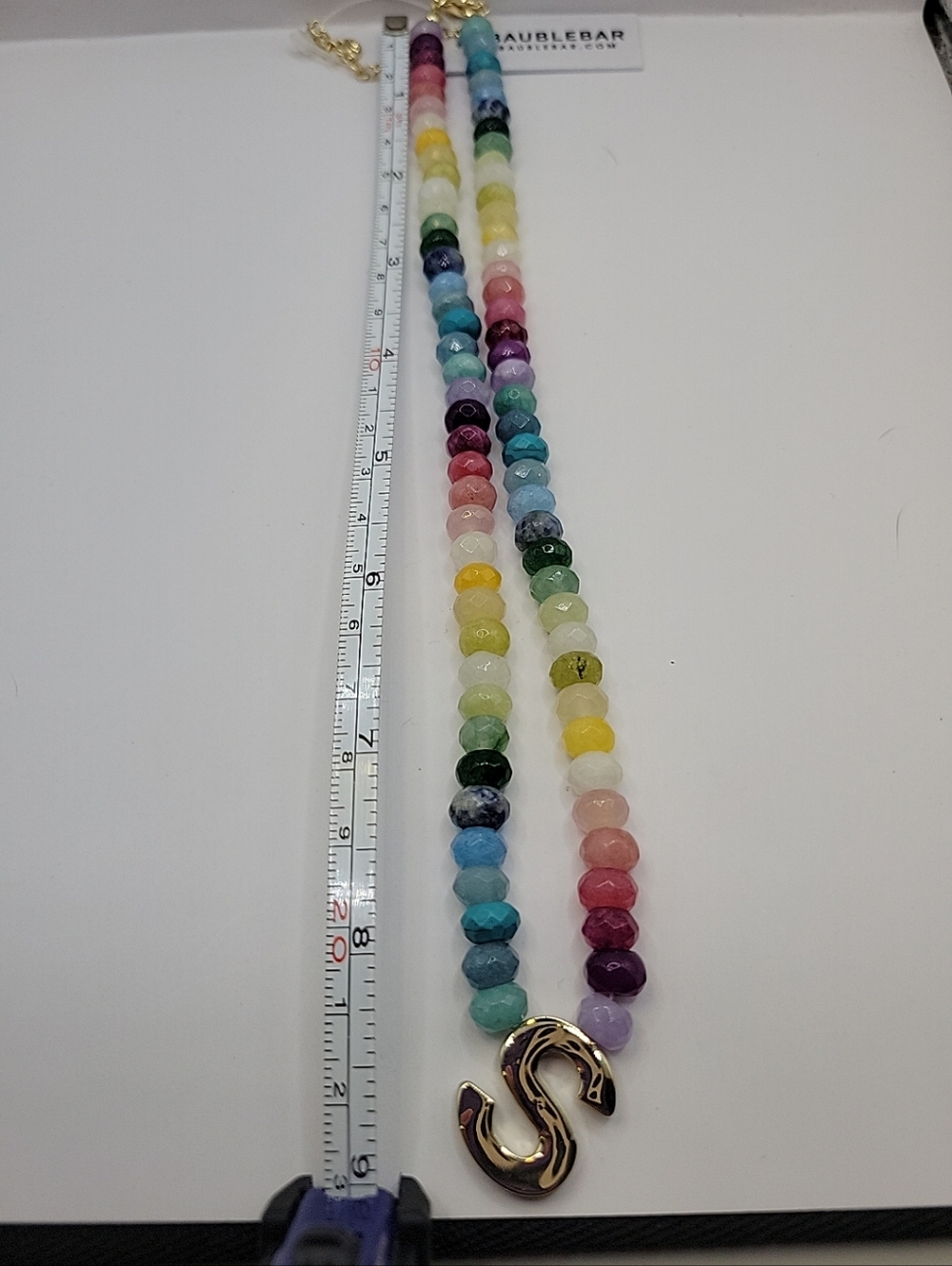 Baublebar Nwt Rainbow Beaded Necklace with Gold Initial S - Picture 7 of 8
